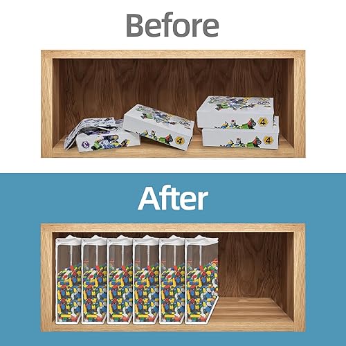 Miniatura 4 de Paquete de 6 bolsas de almacenamiento de juguetes transparentes, estuche organizador de juguetes transparente con cremallera para juego de bloques,