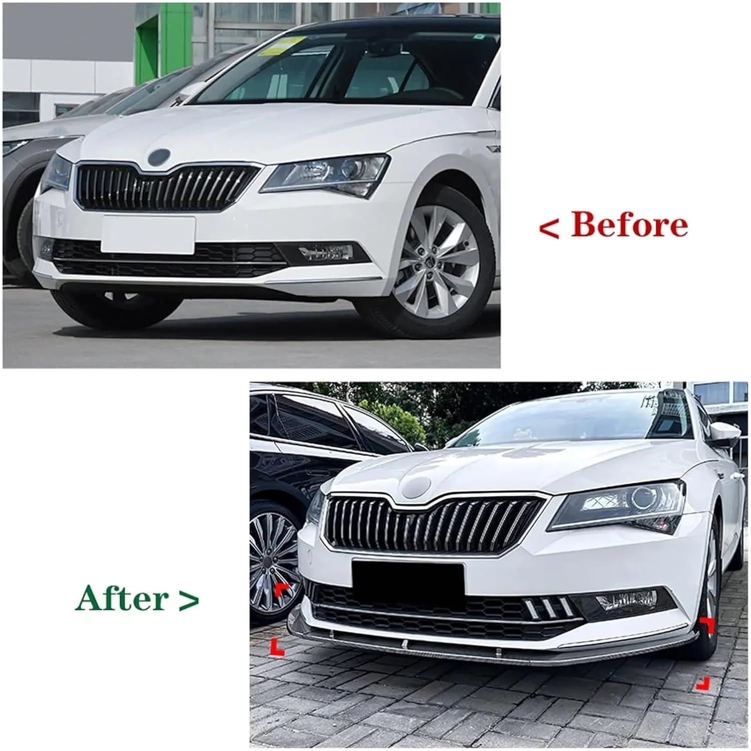 Skoda Octavia 2015-2019 3PCSフロントバンパーリップカースプリッタ
