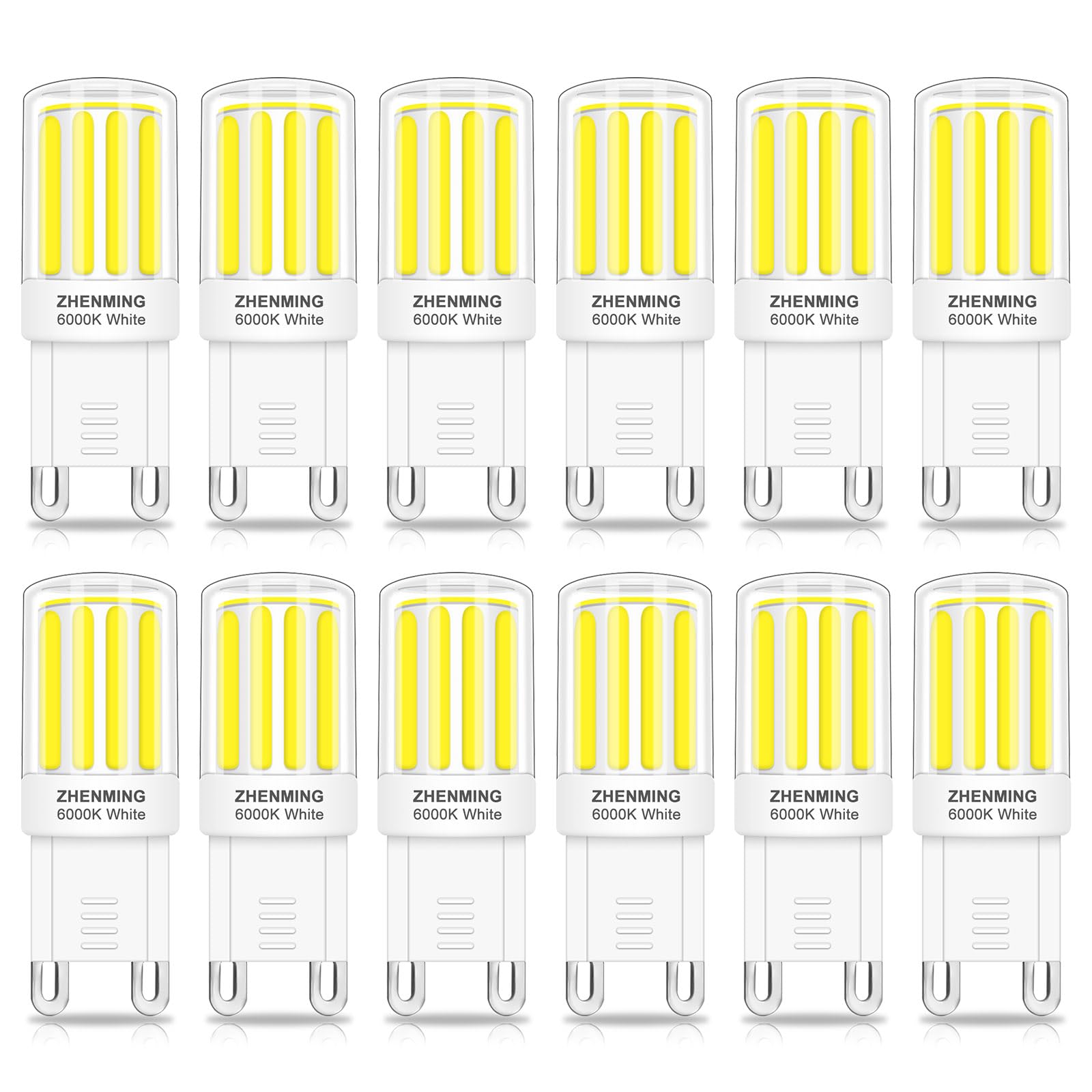 TRIJZHOU G9 LED Lampe 230V Ersetzt 50W Halogenlampe Kaltweiß 6000K 5W Star PIN 230V 500Lm Schlafzimmer Klein Leuchtmittel 12er Pack [MEHRWEG]