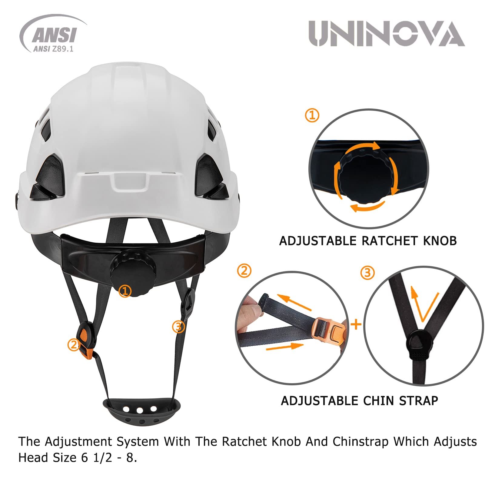 Bezpieczny kask z wizjerem - zatwierdzony przez ANSI Z89.1 kask regulowany - 6-punktowe zawieszenie i wentylowane kaski, kask ochronny klasy C prace budowlane