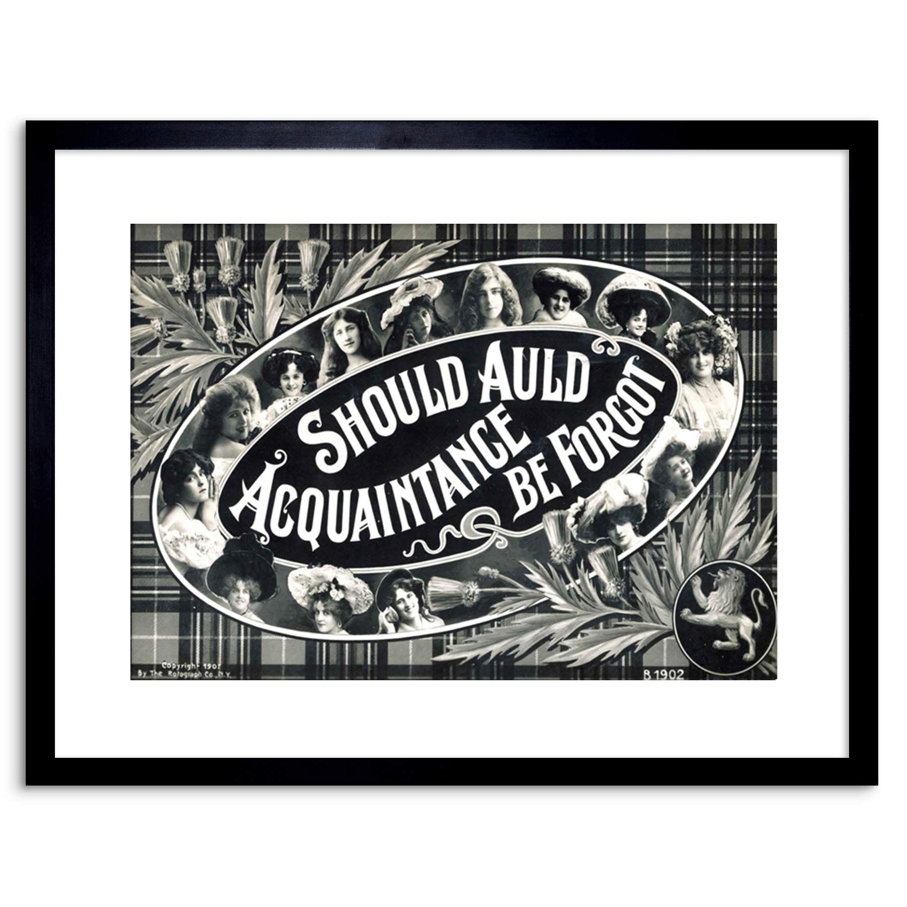 Wee Blue Coo Scottish Hogmanay Tartan Thistle Acquaintance Framed Art Print