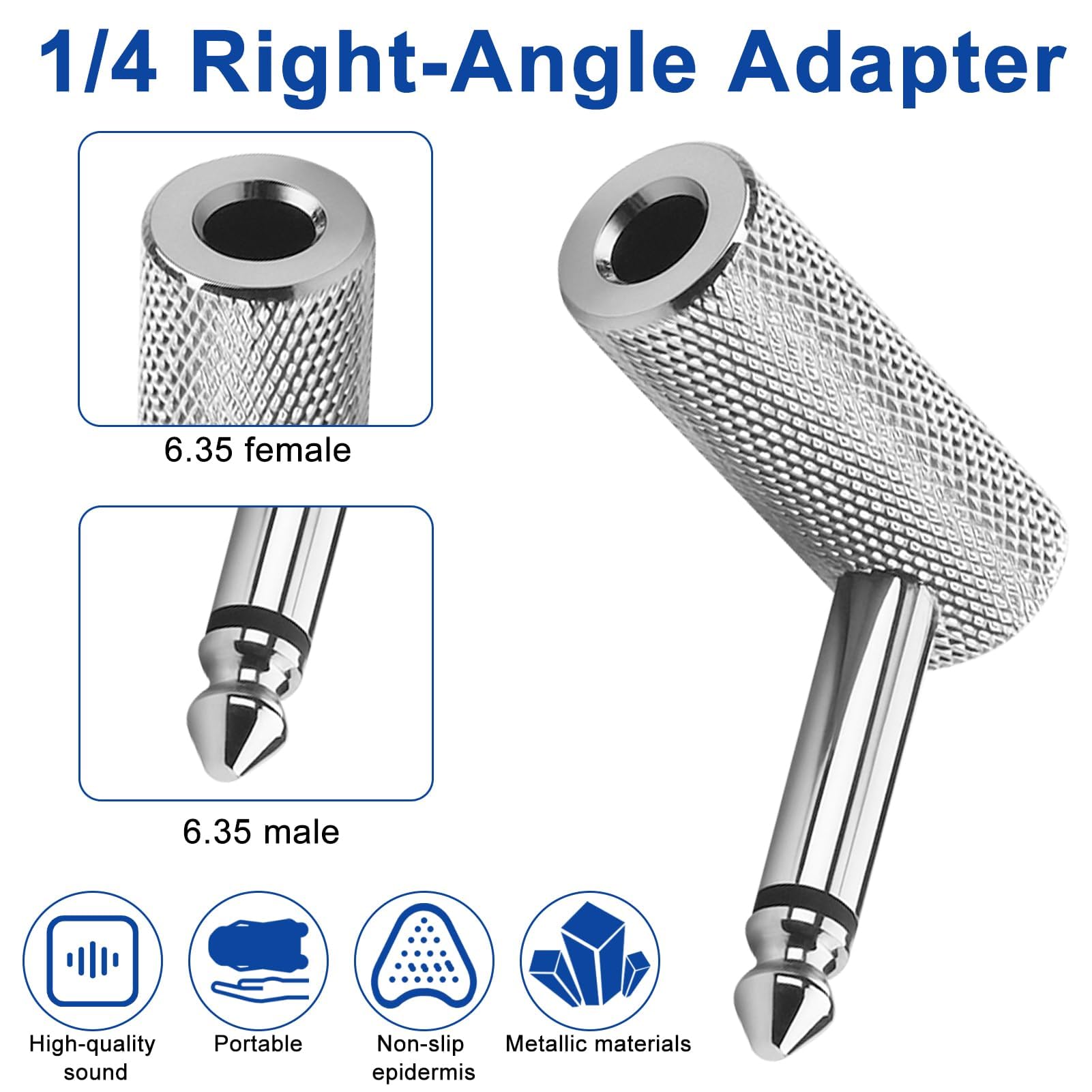 6.35mm Jack Right Angle TRS Adapter Metal - Image 3