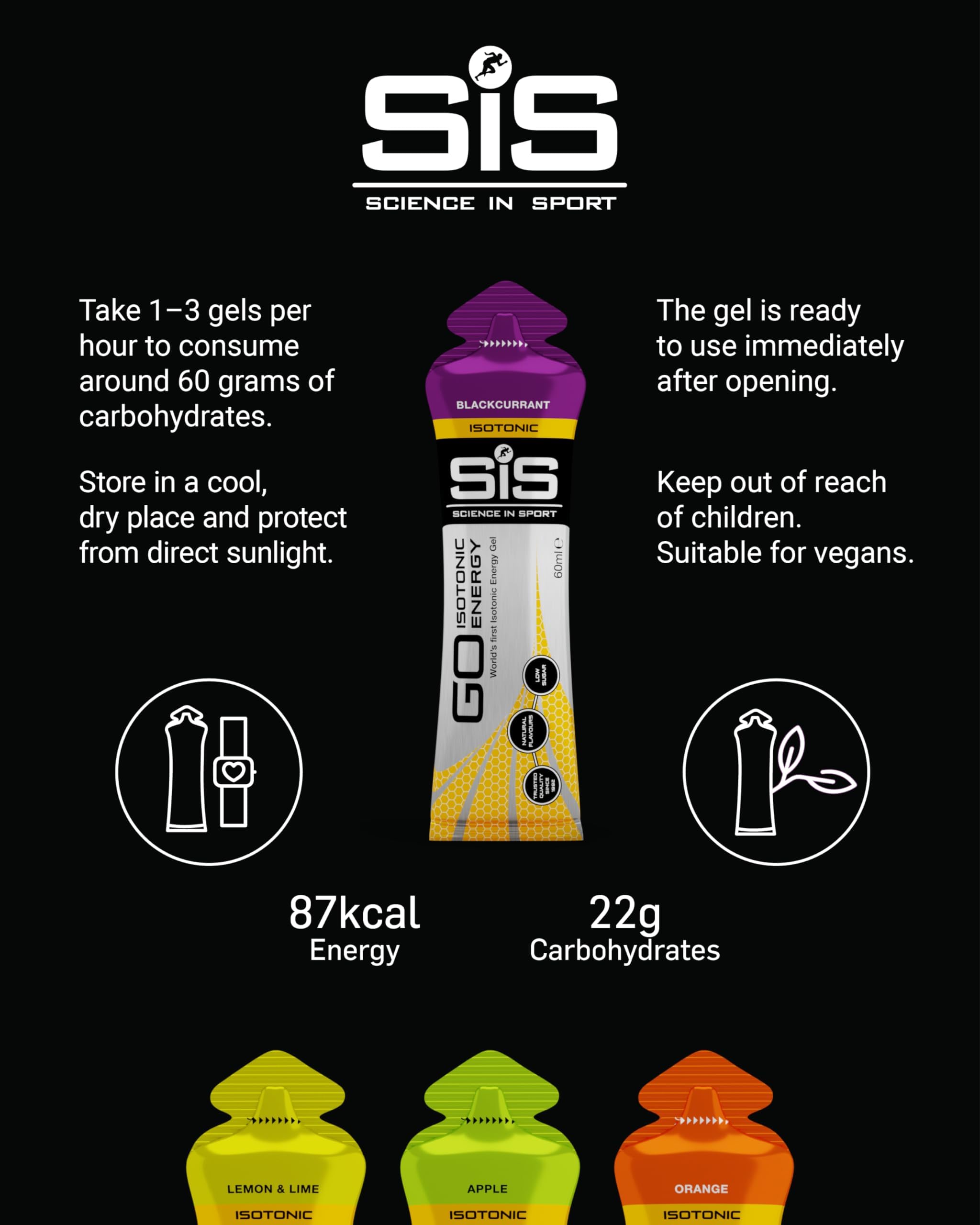 Science in Sport GO High Carb Isotonic Energy Gel 15 x 60ml Vegan - Formuła izotonijna z 22g węglowodanów, Dobre źródło energii, Optymalna alternatywa dla napojów izotonicznych