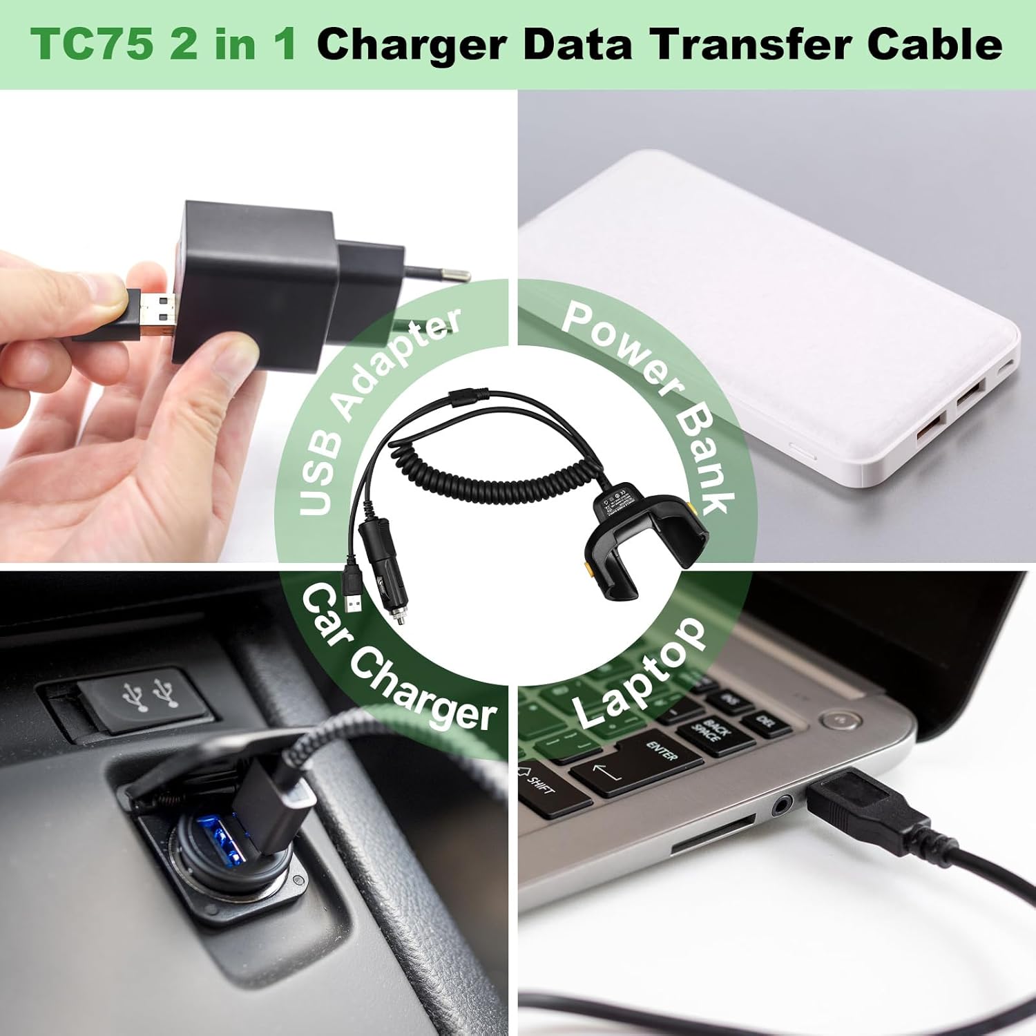 for Zebra Scanner TC77 Car Charger: USB Vehicle Charging Data Transfer Cable for Symbol TC70 TC72 TC75 TC55 TC77 TC75EK TC700H TC700K TC77HL TC720L TC70x TC75x BT-00031 Handle Scanner - Image 3