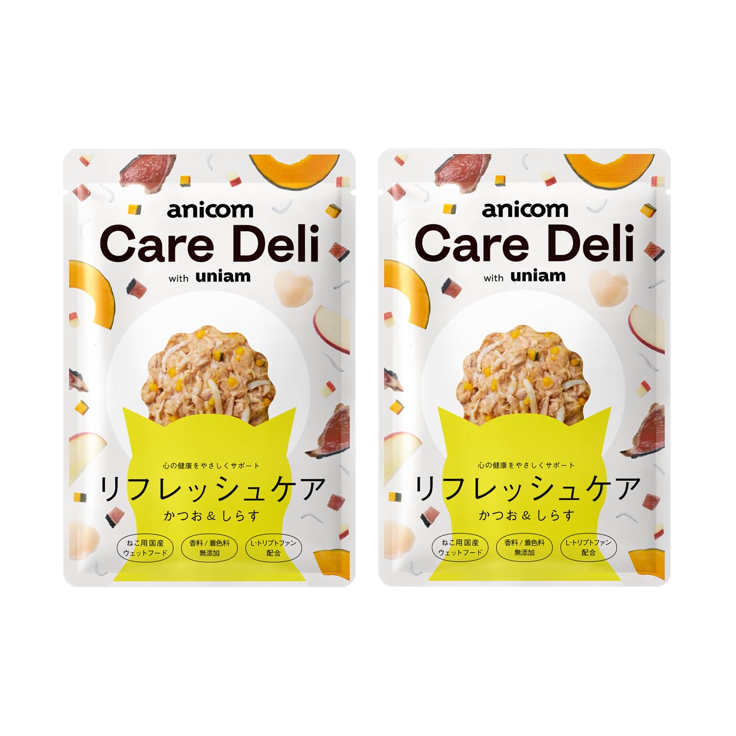 【Developed by Veterinarians】 Uniam Cat Food Care Deli Bonito & Shirasu Domestic Wet Food [Pet Insurance Anicom Joint Development] [Refresh Care] [Relax Mental Health] [No Added Colorants or Flavors bonito & shisu 2袋セット