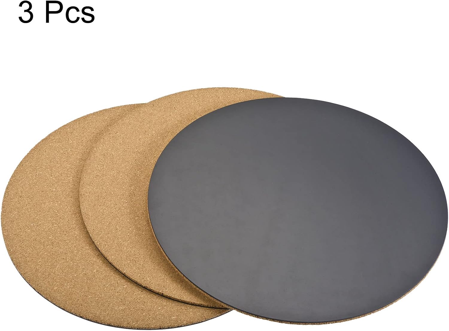 MECCANIXITY Cork Plant Mat 12 Inch Round Plastic Absorbent Waterproof Coaster Pad for Home Garden Pot, Pack of 3