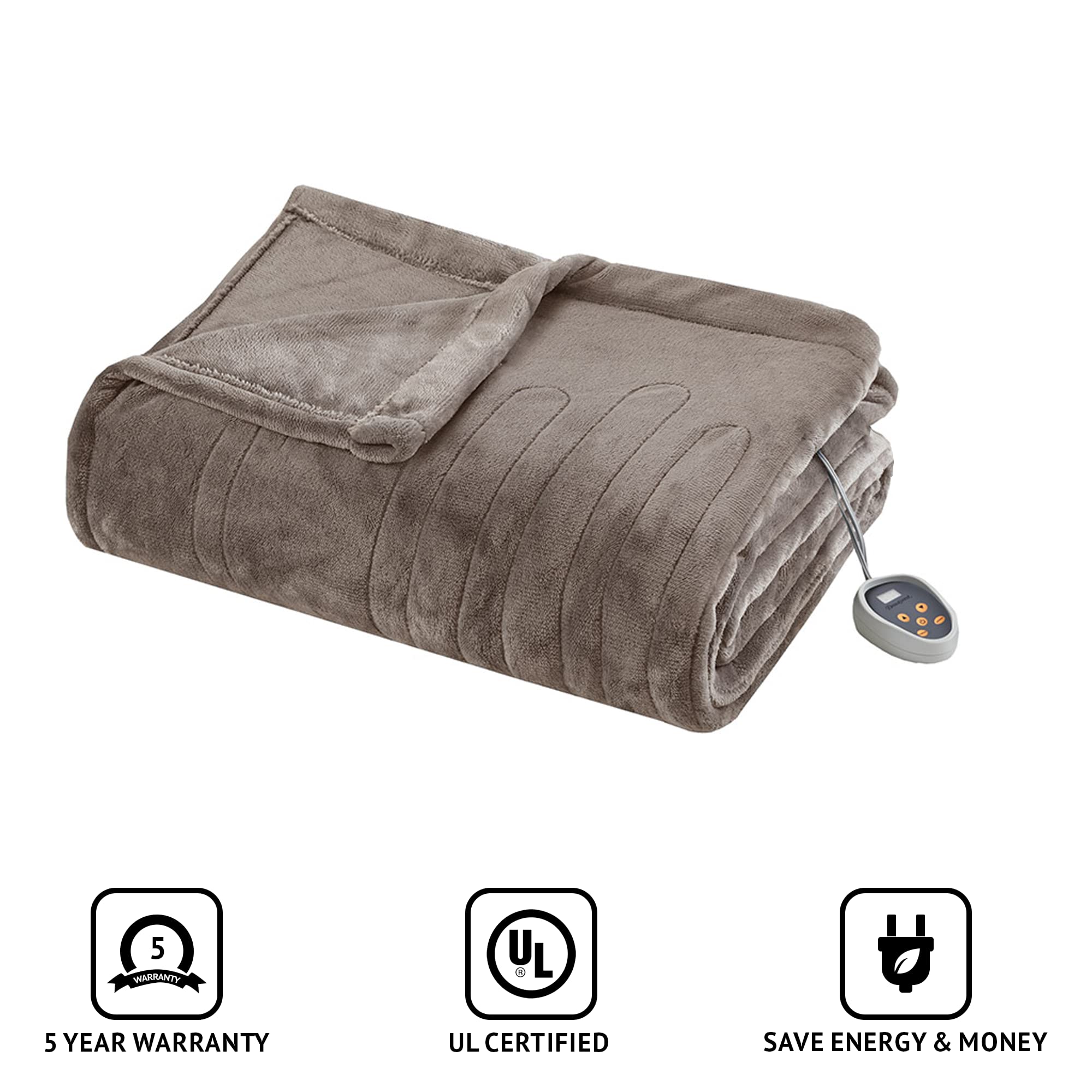 Amazon.com: Beautyrest Heated Plush Elect Electric Blanket with 20 Heat  Level Setting Controllers Equip with Secure Comfort Technology and 10 Hours  Auto Shut Off, Twin: 62x84, Mink,BR54-0517 : Home u0026 Kitchen