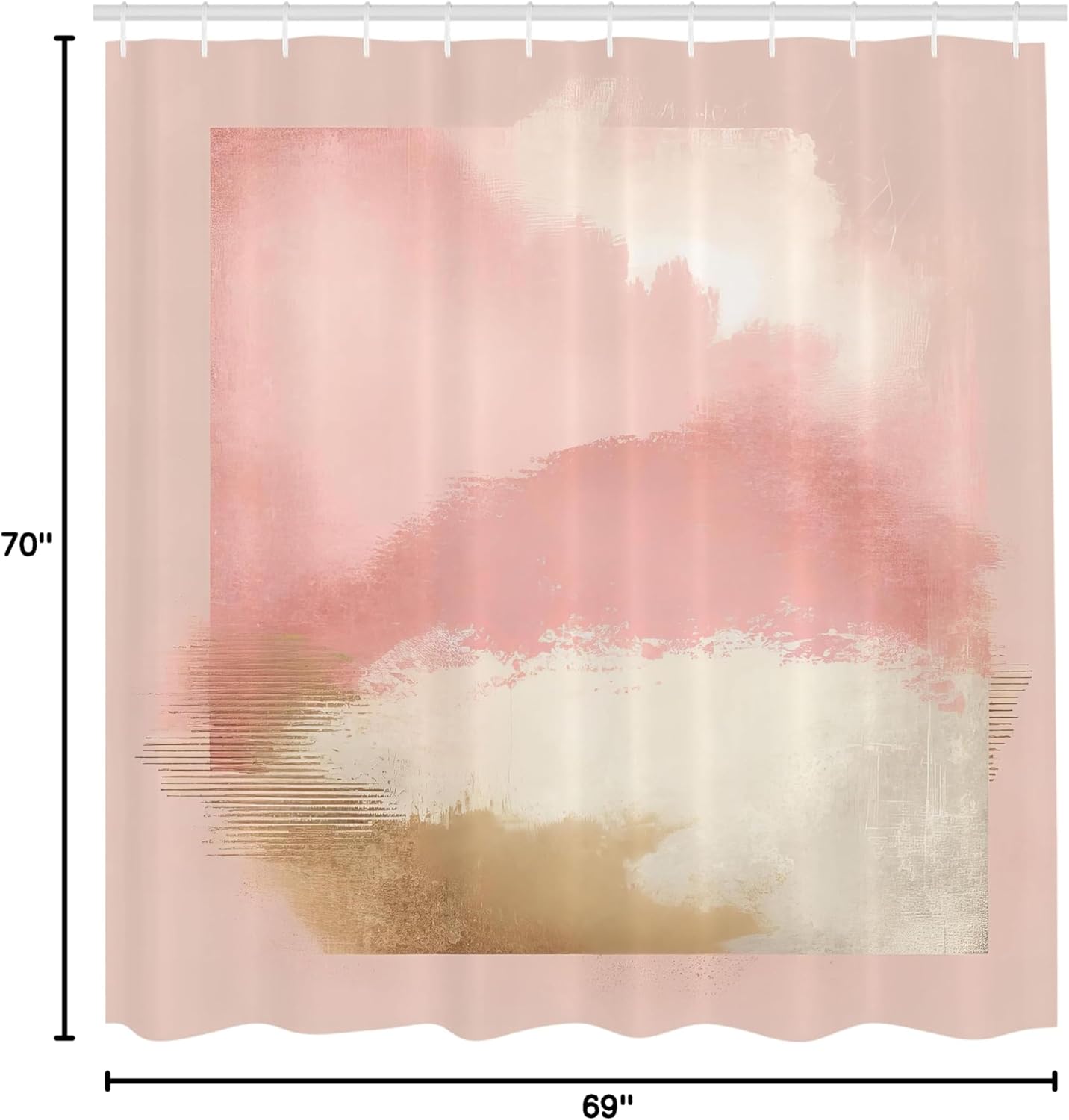 Ambesonne Pink Shower Curtain, Contemporary Artwork Design Cloudy Look Brush Strokes Abstract Interpretation, Cloth Fabric Bathroom Decor Set with Hooks, 69" W x 70" L, Blush Eggshell Fawn