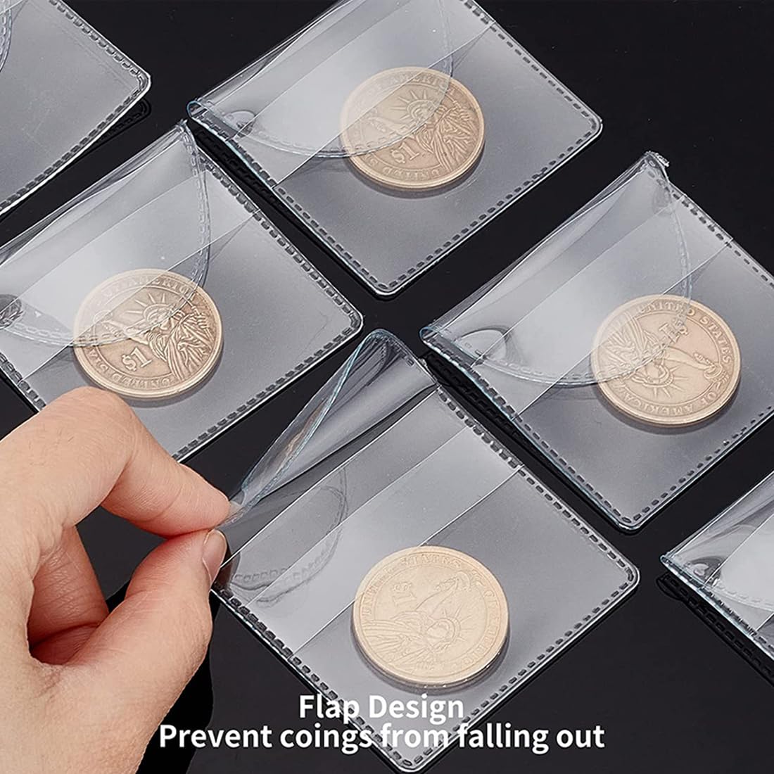 50 Sacchetti Portamonete Trasparenti In PVC: 5,5x5,2 Cm, Richiudibili, Antipolvere E Impermeabili, Per Monete, Gioielli E Piccoli Oggetti - 2
