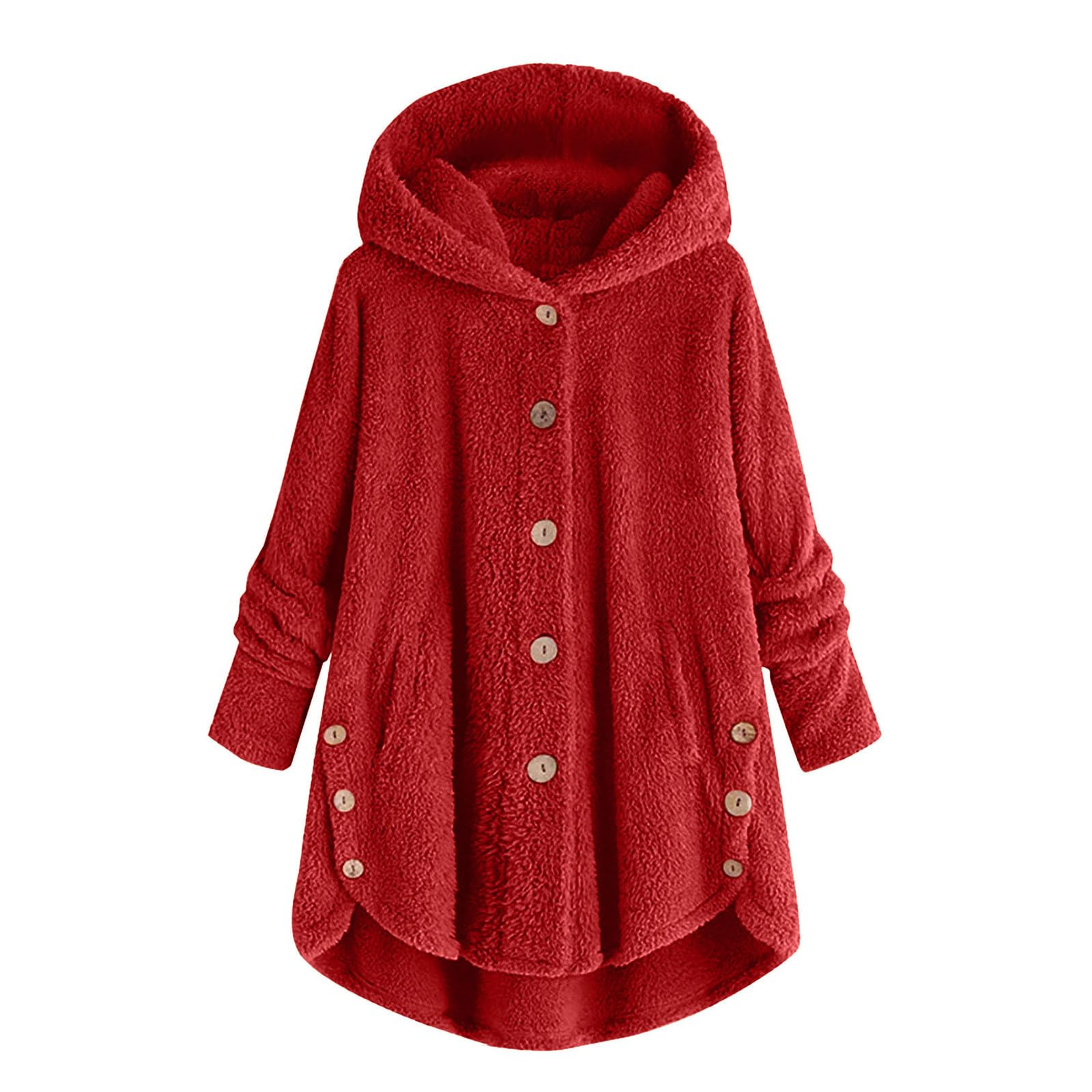 Bed Jackets For Women Plus Size Fuzzy Fleece Coat Cozy Button Hooded Jacket  2025 Trendy