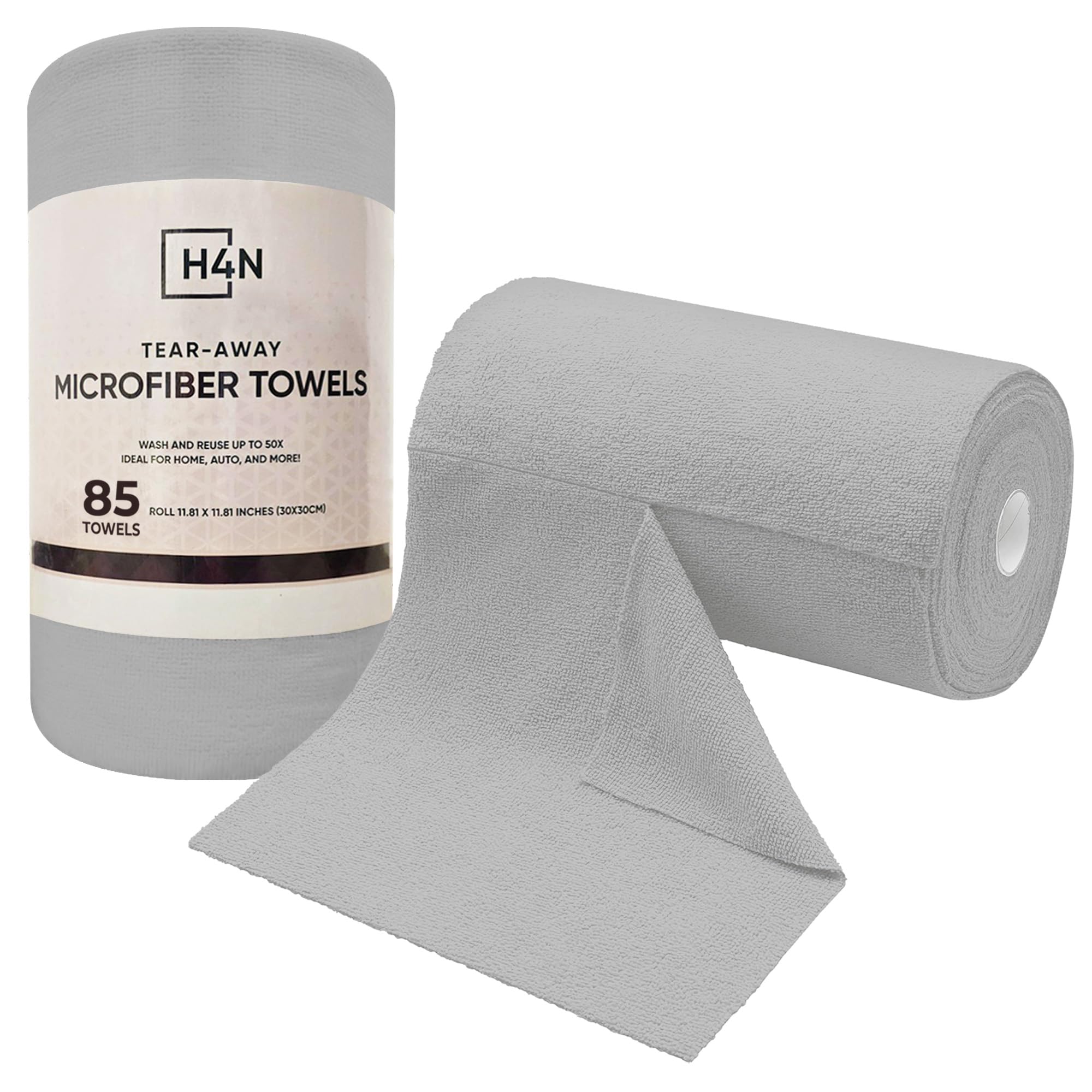 H4N Rollo de paño de limpieza de microfibra, paquete de 85 paños de microfibra para limpieza, toallas extraíbles, ultra absorbentes, no abrasivos, reutilizables y lavables, 11.8 x 11.8 pulgadas, color