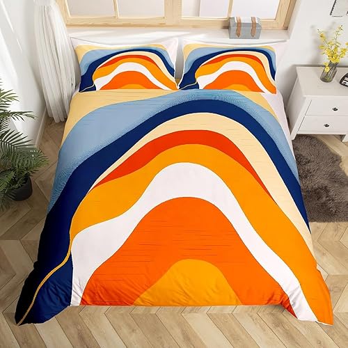 Miniatura 2 de Erosebridal Juego de ropa de cama moderno minimalista tamaño Queen, funda de edredón abstracta estética a rayas geométricas, juego de cama con