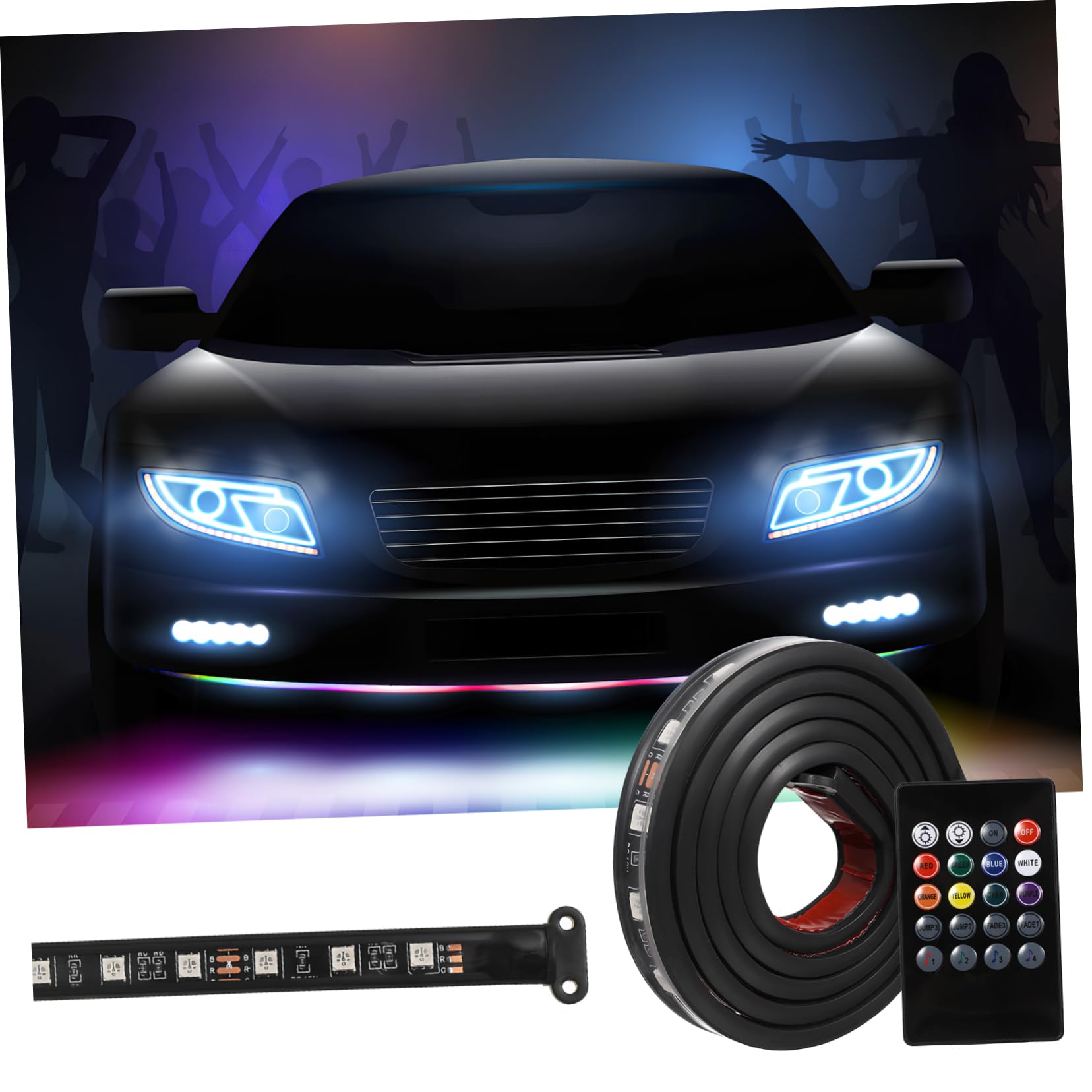 Kit de iluminación de bajos LED para automóviles PRETYZOOM con luces exteriores multicolores 8