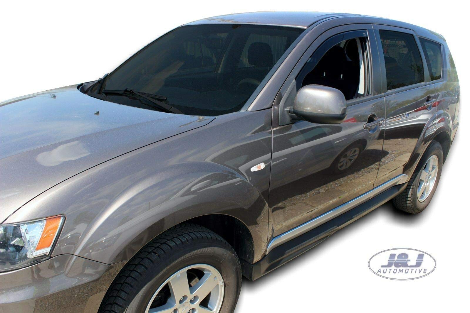 J&J AUTOMOTIVE Windabweiser passend für Mitsubishi Outlander 2 5-Türer 2007-2012 2tlg, Heko Regenabweiser Vorne Getönt Dunkel Passform