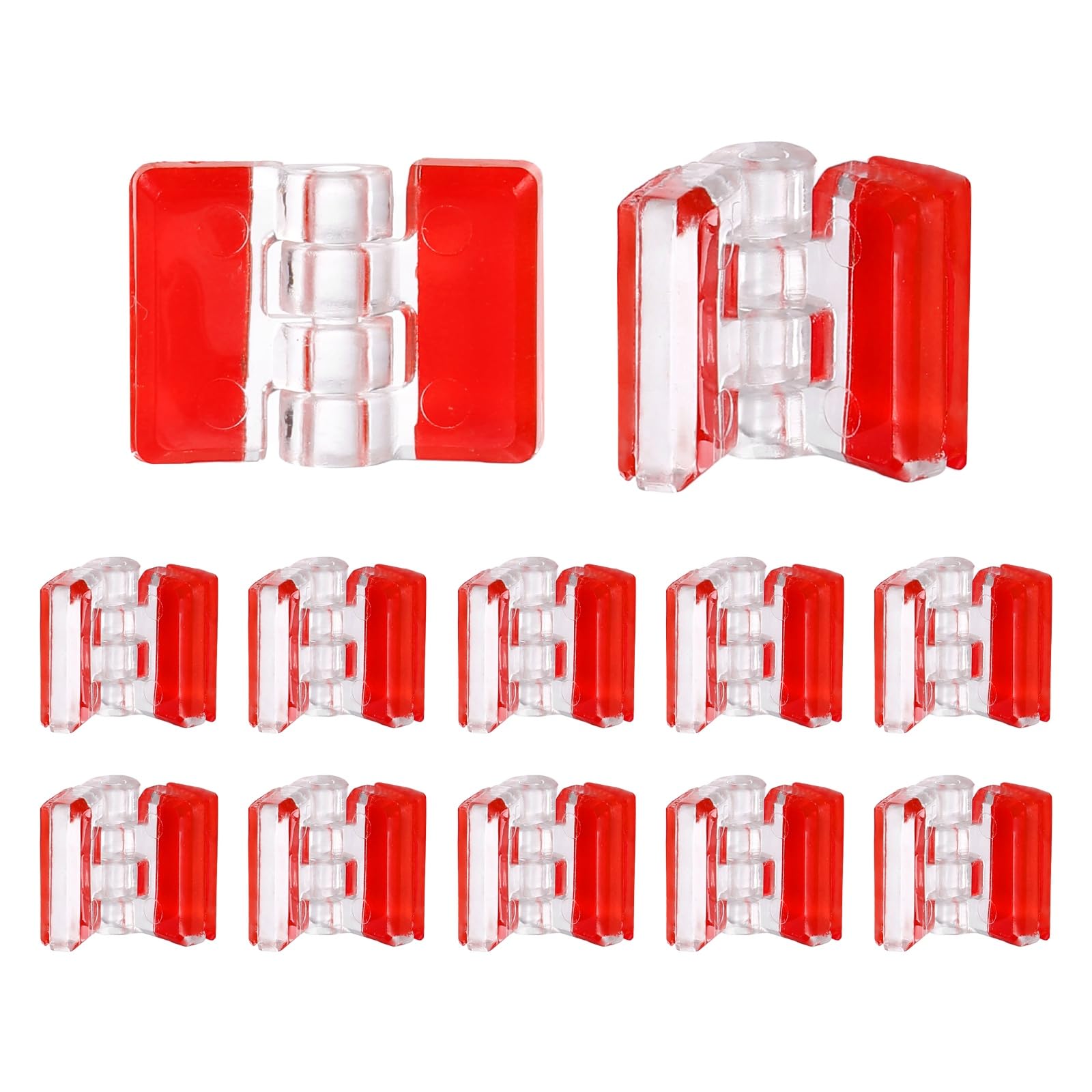 sourcing map 12 Pcs Acrylic Hinges, 12x16mm Invisible Self-Adhesive Clear Hinge with Acrylic Shafts, 275° Transparent Continuous Piano Hinge for DIY Furniture, Display Stand, Cabinets