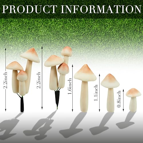 Miniatura 7 de Taiyin 20 luces luminosas de hongos en miniatura, decoración al aire libre, impermeable, que brillan en la oscuridad, decoración de patio para
