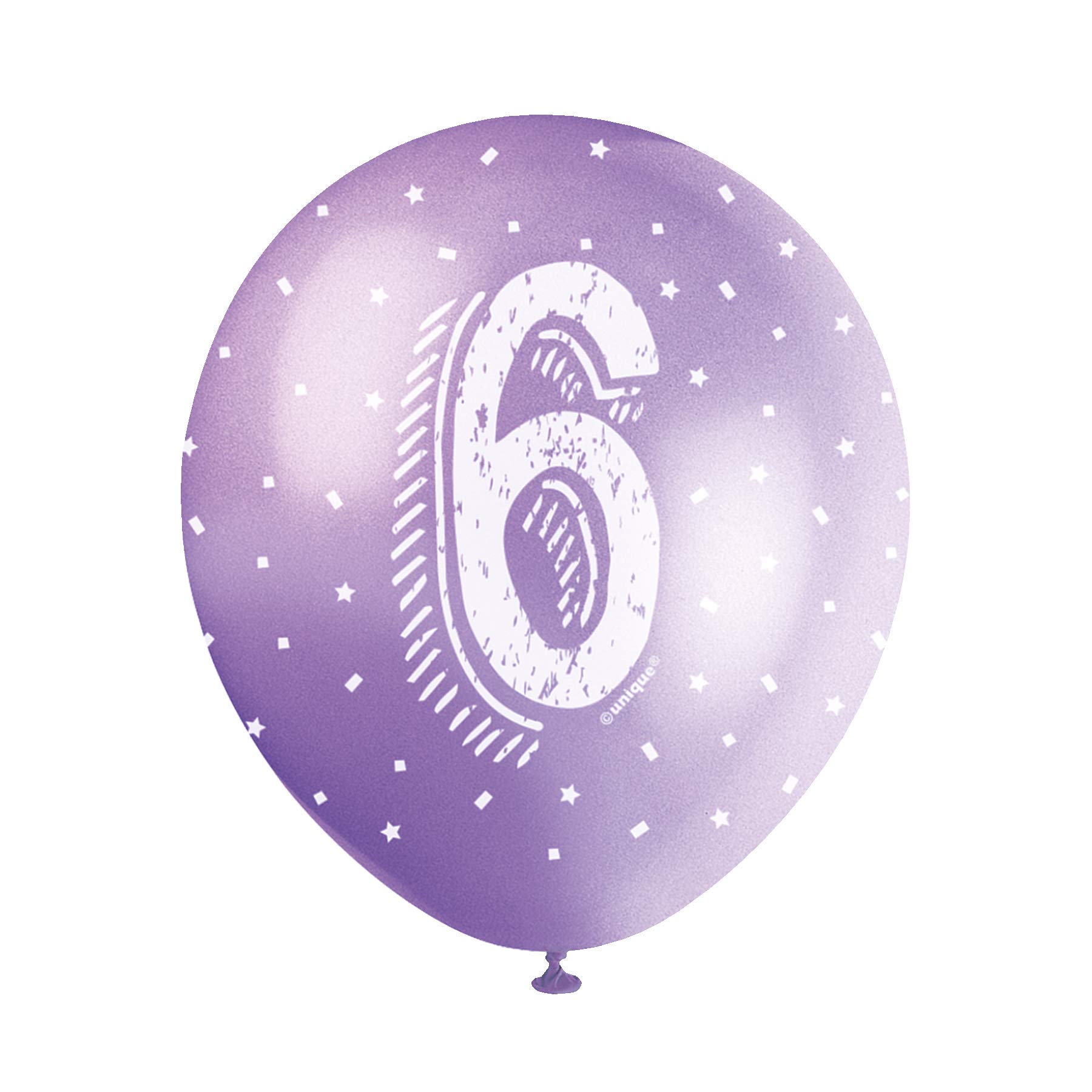 Unique Party Palloncini Lattice Perlacei 30 Cm Con Numero 6 – Confezione Da 5, Colori Assortiti, Per Compleanni E Feste