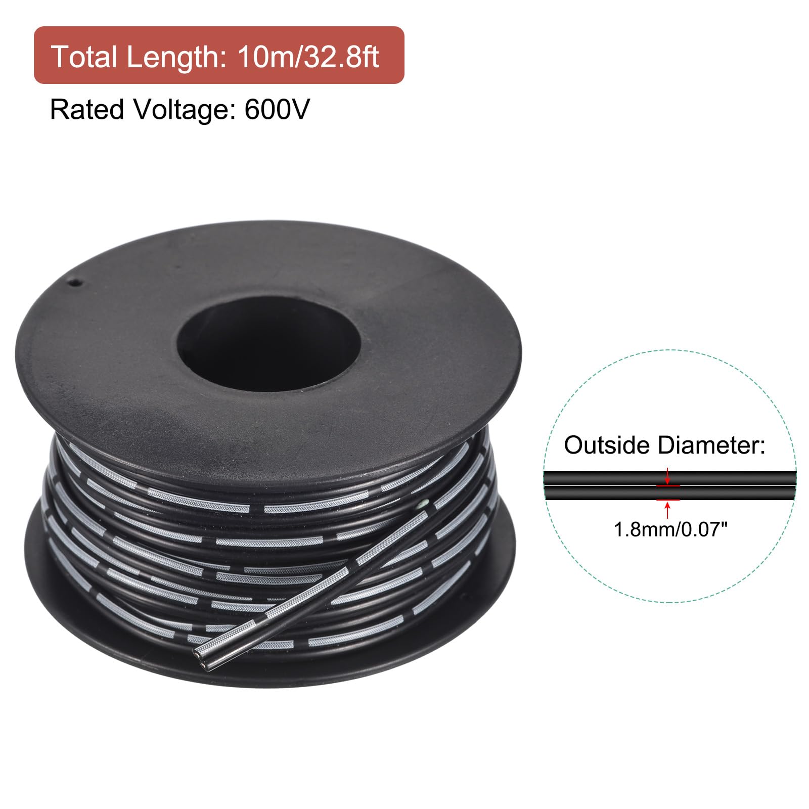 Produktbild von Silikon-Flachbandkabel 22AWG – 2-polig, 10m, Flexibel, 600V, 200°C, Verzinntes Kupfer, Für Modellbau & Elektronik