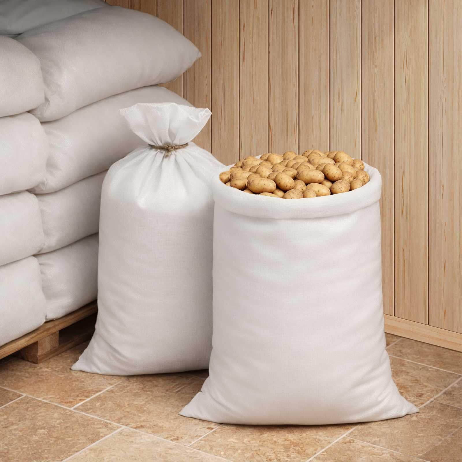 100 sacchi intrecciati, 65 x 115 cm, in robusto polipropilene PP, per giardino e fattoria