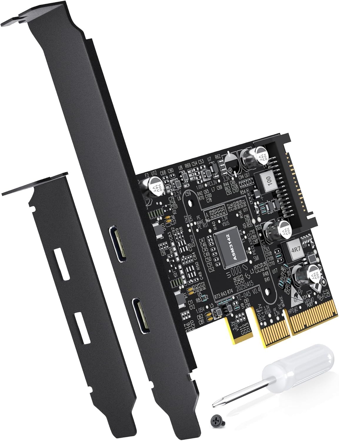 10Gbps Carte PCIE USB C 3.2 Gen 2, Carte d'Extension 2-Port PCle vers USB C, Adaptateur PCI Express 3.0 x4 pour PC de Bureau, Enceintes SSD, Stations de Travail, Sauvegarde de Fichiers, Données seulem
