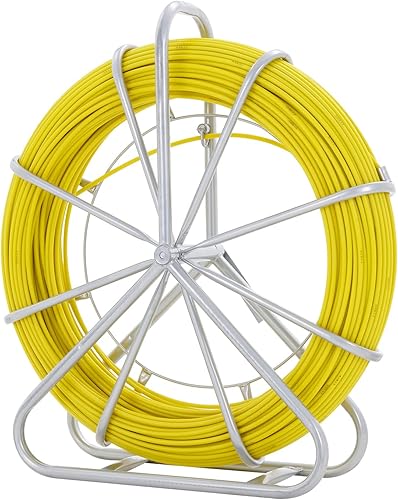 Miniatura 10 de VEVOR Cinta de fibra de vidrio, 600 pies, 516 pulgadas, extractor de alambre de cinta de pescado, varilla de correr con soporte de carrete de acero,