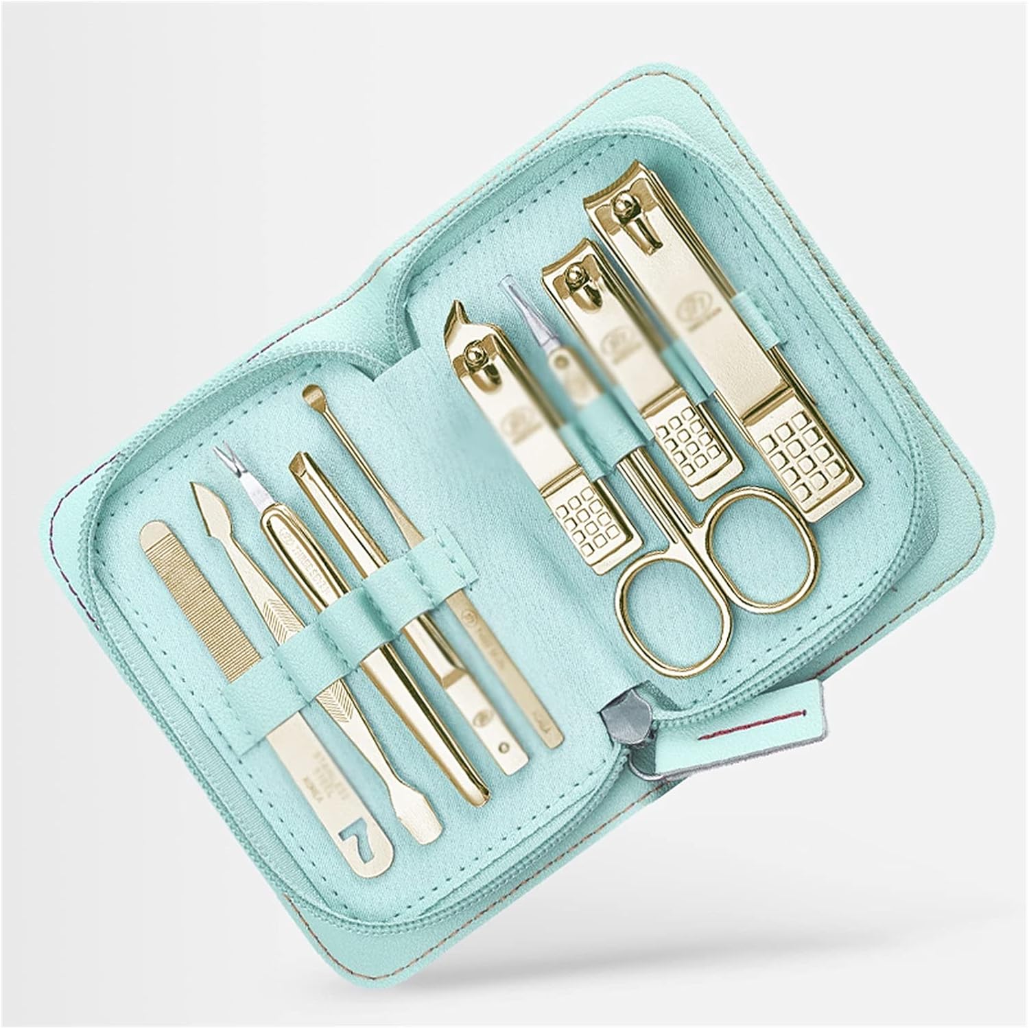 Nagel Clipper Nail Clippers, Manicure Set 9 in 1 Roestvrijstalen Professionele Grooming Kit Mens Nail Clippers Pedicure Kit Nail Care Tools (blauw/bruin) Pedicure set (Color : Blue)