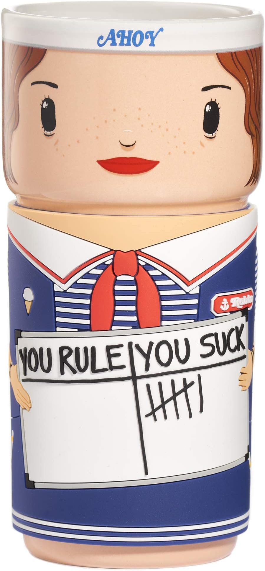 CosCups by Numskull Stranger Things Robin Buckley Scoops Ceramic Mug Gift with Rubber Sleeve 400ml - Official Stranger Things Merchandise