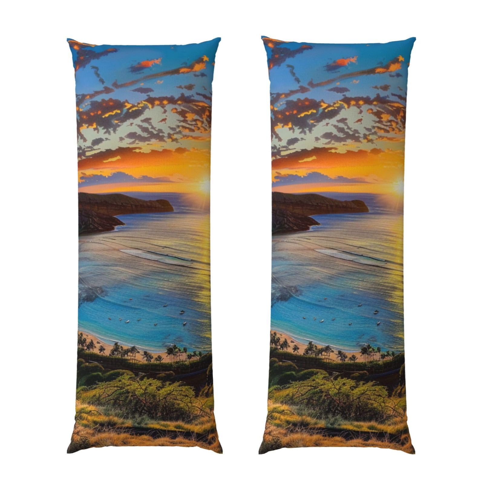 Body Pillow Cover 20x54 Inch, Sunrise Over Hanauma Bay Oahu Hawaii Print Long Lumbar Pillow Case with Zipper Long Body Pillowcase Decorative for Bed Sofa Bedroom