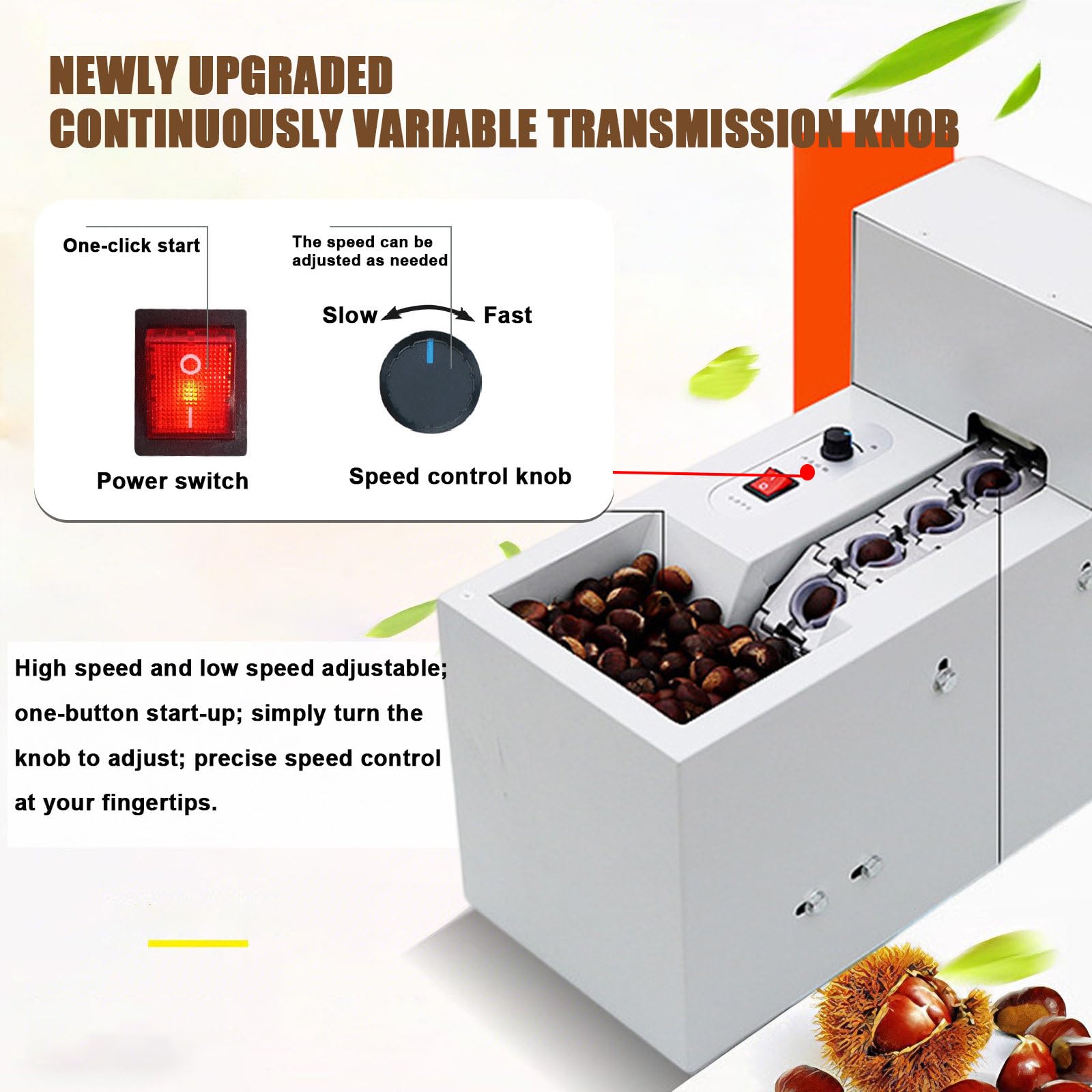 Automatyczna Maszyna Do Krojenia Kasztanów, Elektryczny Krakers 500/390 W, Z 2 Zestawami Foremek, Regulowanym Krojeniem 0,5-2,5 Mm, Wykonany Z Silikonu Spożywczego Singlechain