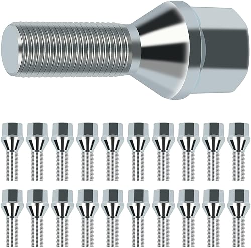 SCITOO Perno de rueda M12 x 1.25 de 12 x 1.25 pulgadas, 20 piezas de vástago plateado de 1.102 in de longitud compatible con Jeep Compass para
