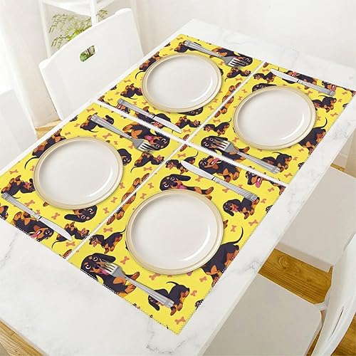 Miniatura 5 de Dachshunds Dog Placemats Set of 6 Resistant Table Mats Washable Place Mats for Dinner Party Table Decoration