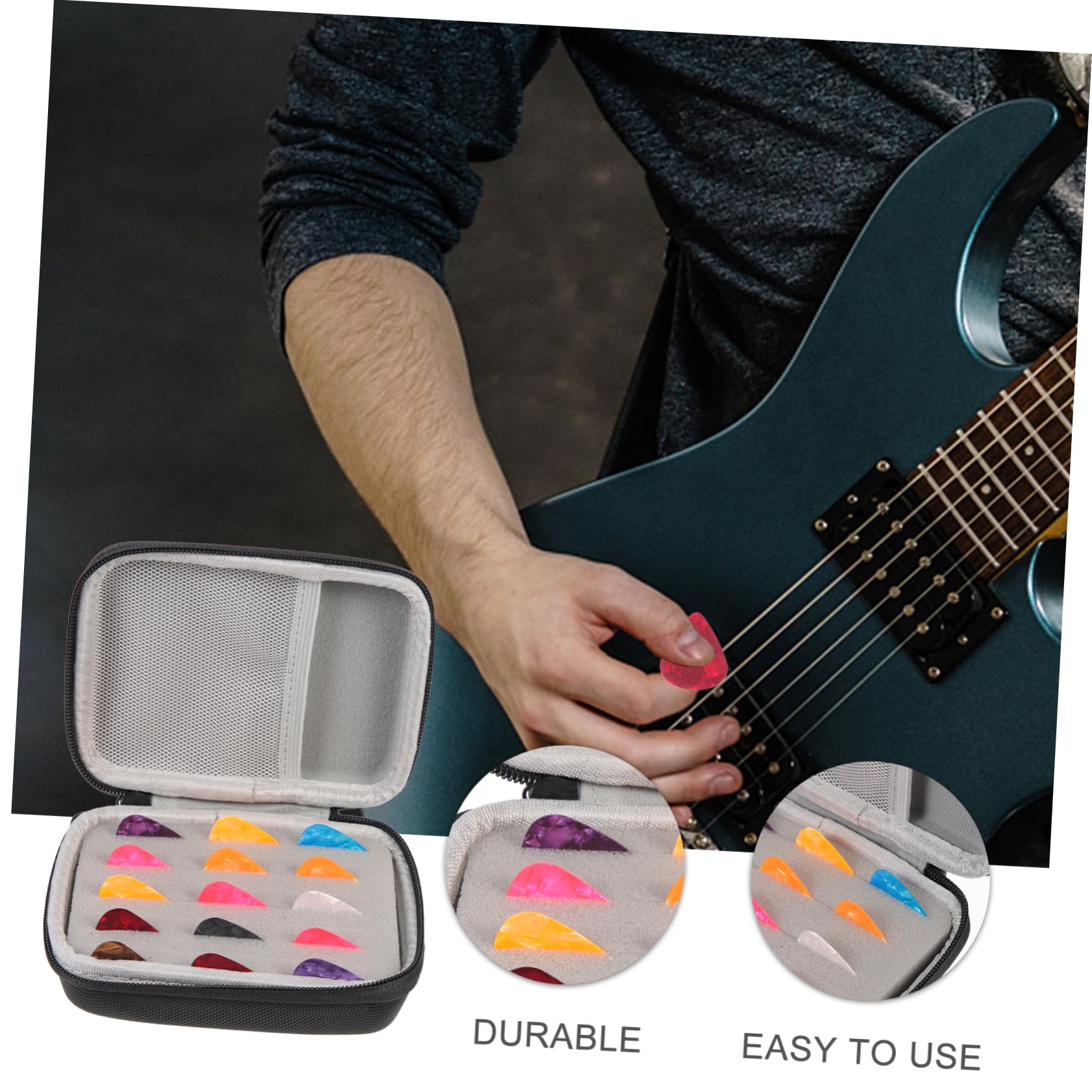 ibasenice 3juegos Estuche Organizador De Púas De Guitarra con Púas Aleatorias Accesorios De Guitarra Almacenamiento Compacto y Ligero Diseño Ergonómico y Material Duradero