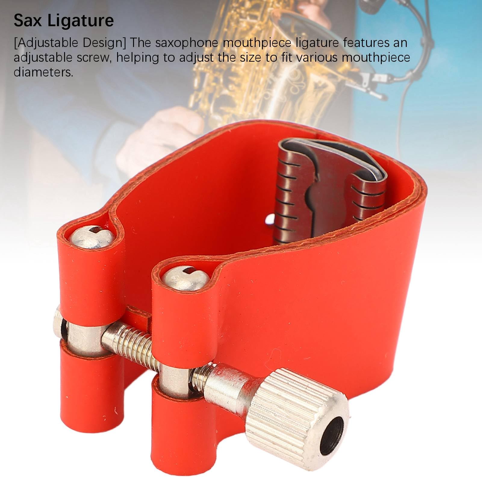 Saxophon-Blattverschluss, Rot, Saxophon-Mundstück-Blattschraube aus Leder für Tenor-Alt-Saxophon-Mundstück