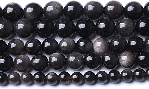 45 cuentas de piedra de obsidiana natural AAA de 0.315 pulgadas (0.315 in), cuentas redondas sueltas para fabricación de joyas, bricolaje y