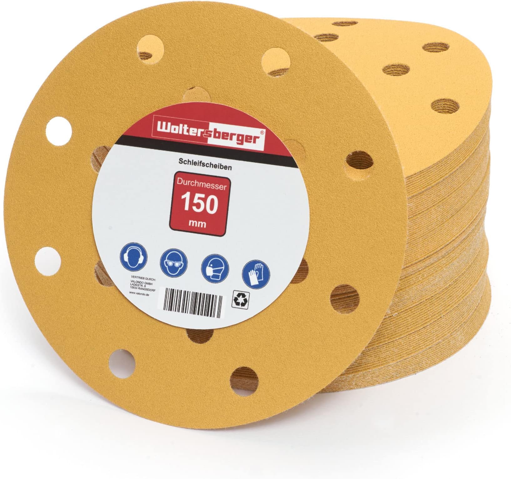 Woltersberger sanding disc, 150 mm, gold / green / red, gold, WOB0006-10