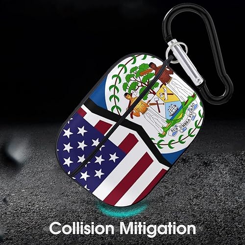 Miniatura 6 de Funda protectora a prueba de golpes con la bandera de Estados Unidos y Belice para AirPods Pro con accesorios para llavero