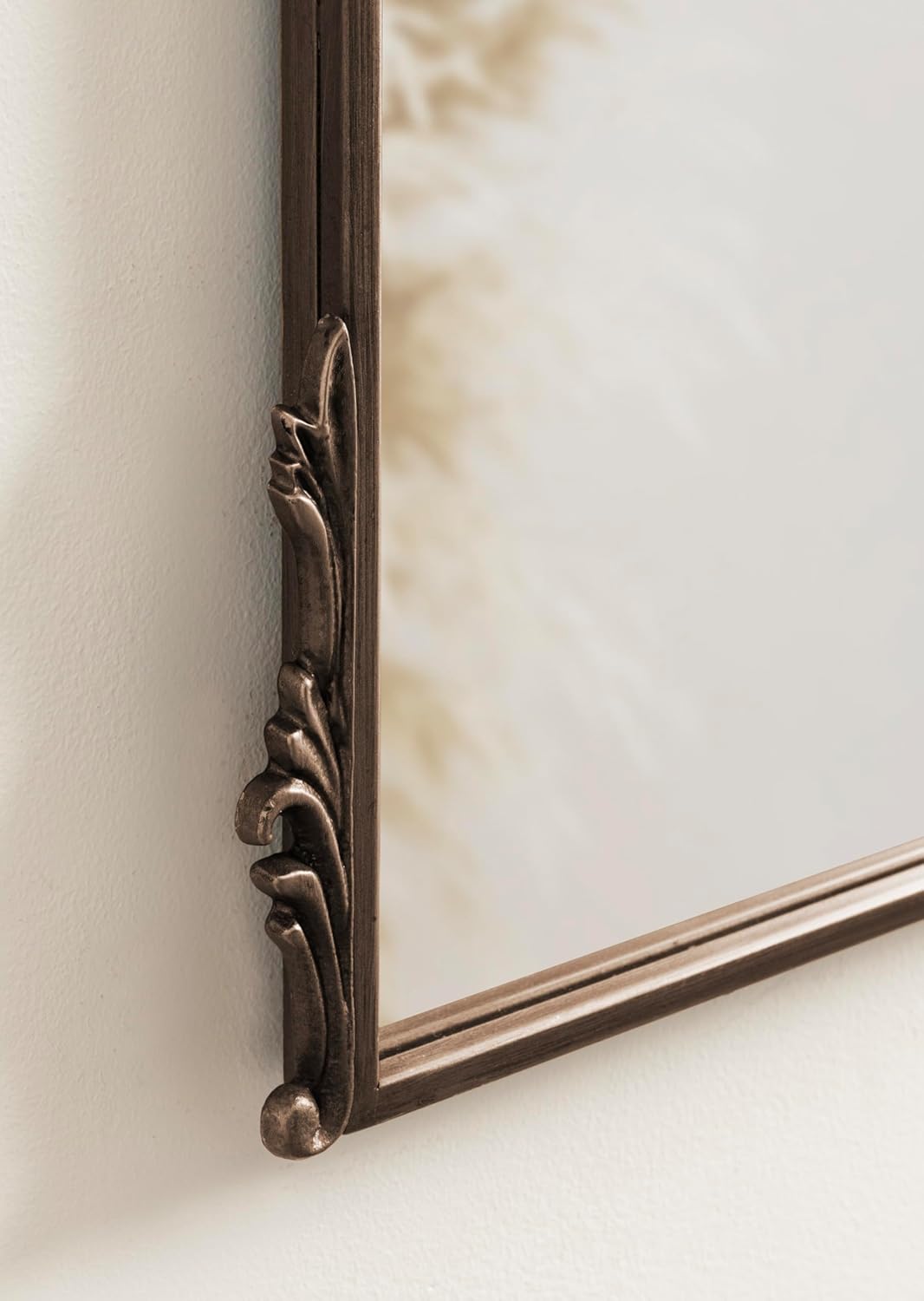Kate and Laurel Myrcelle Ornate Vintage Arched Mirror; 30 x 32; Bronze; Decorative Wide Arch Mirror for Use as Fireplace Mantel Mirror or Bathroom Mirror for Over Sink