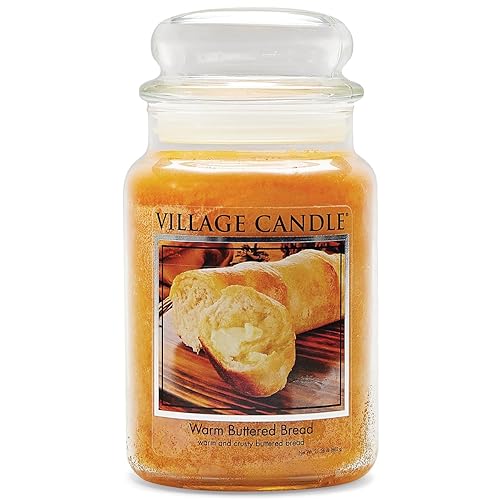 Village Candle Warm Buttered Bread Large Glass Apothecary Jar Scented Candle, 21.25 oz, Brown - Candle