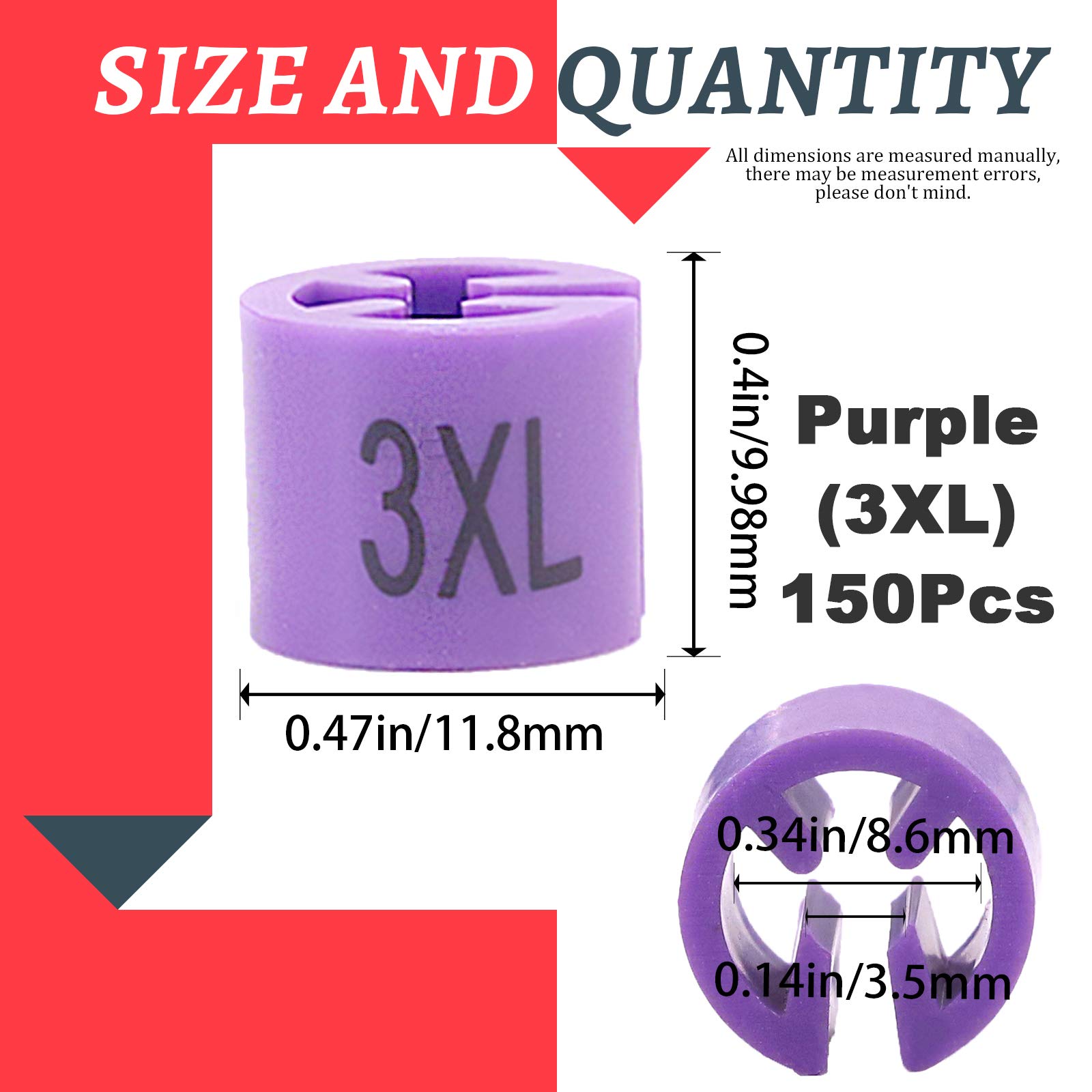 Swpeet 150Pcs Purple Plastic Clothes Hanger Size Markers Color-Coding Hangers with Storage Box, 3XL - Image 2