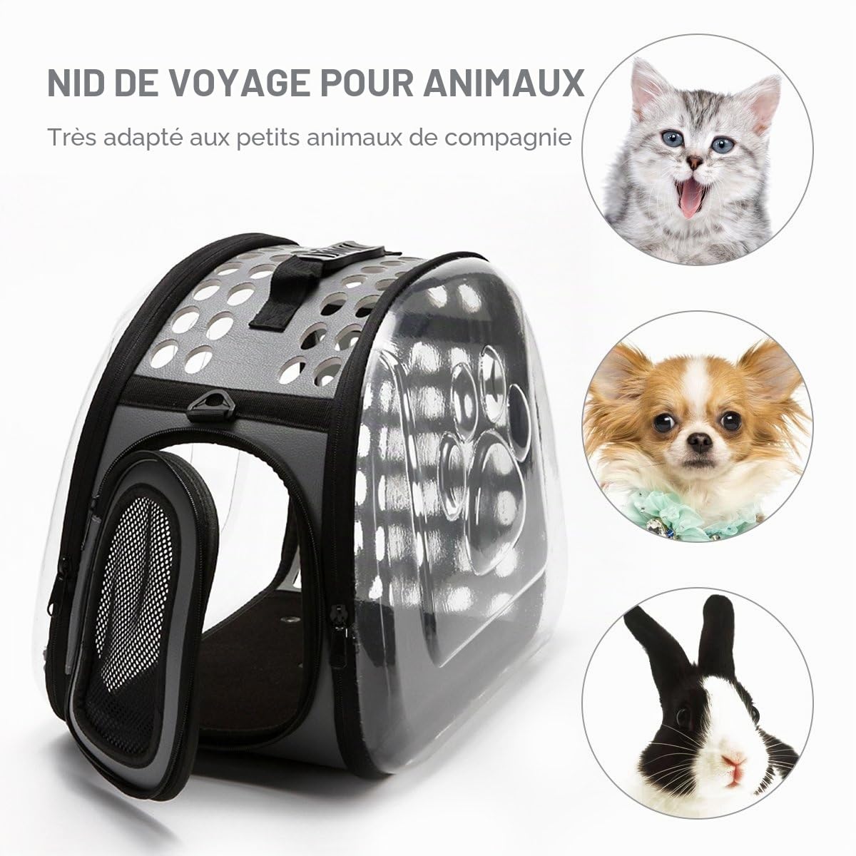 PETCUTE Sac de Transport pour Chat Cage Transport Lapin Caisse de Transport pour Chat