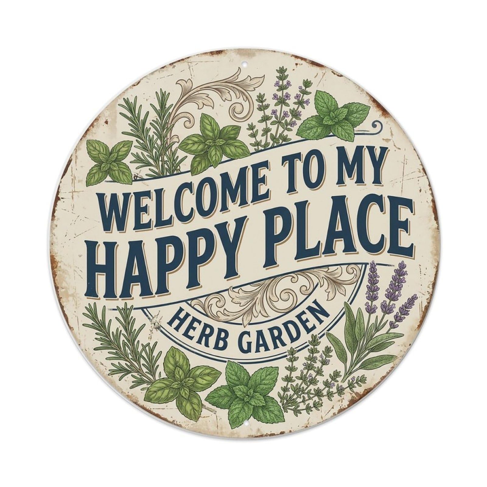 Welcome To My Happy Place Herb Garden Vintage Metal Tin Sign