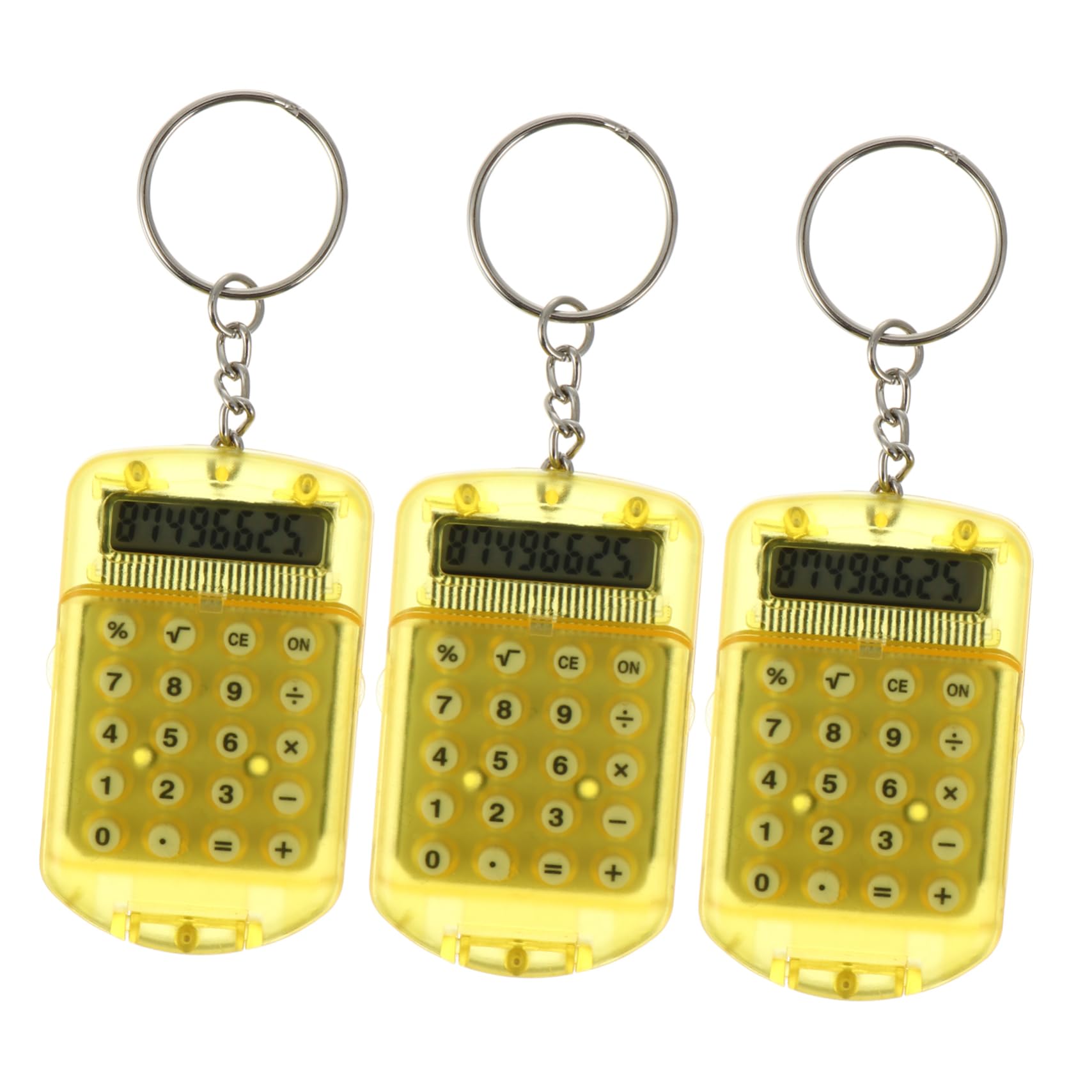 Artibetter 3pcs Mini Keychain Calculator LCD Display Lightweight Pocket Electronic Calculator for School Office Daily Use Easy to Carry Key