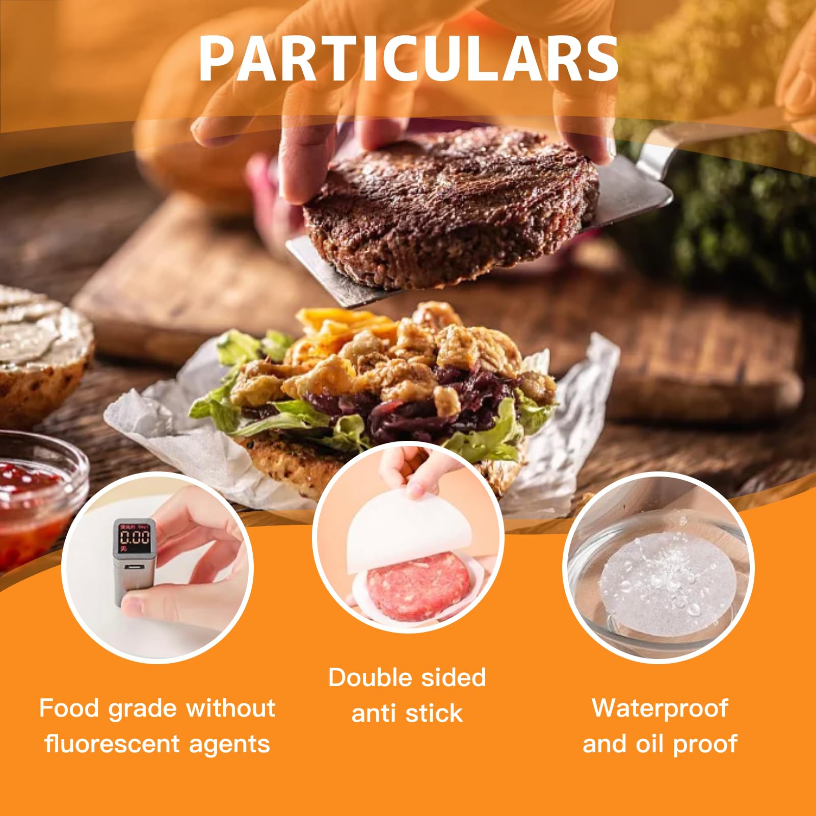 1000 arkuszy papieru do burgerów, okrągłe, 13 cm, tarcze do wyciskania burgerów, do burgerów, odporne na tłuszcz (1000, 13 cm)