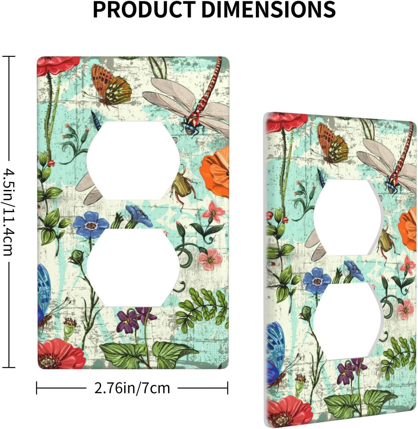 Dragonflies Flowers Butterfly 1 Gang Outlet Cover Outlet Light Switch Cover Decorative Single Duplex Wall Plate Cover For Home Living Bedroom Kitchen Decorative