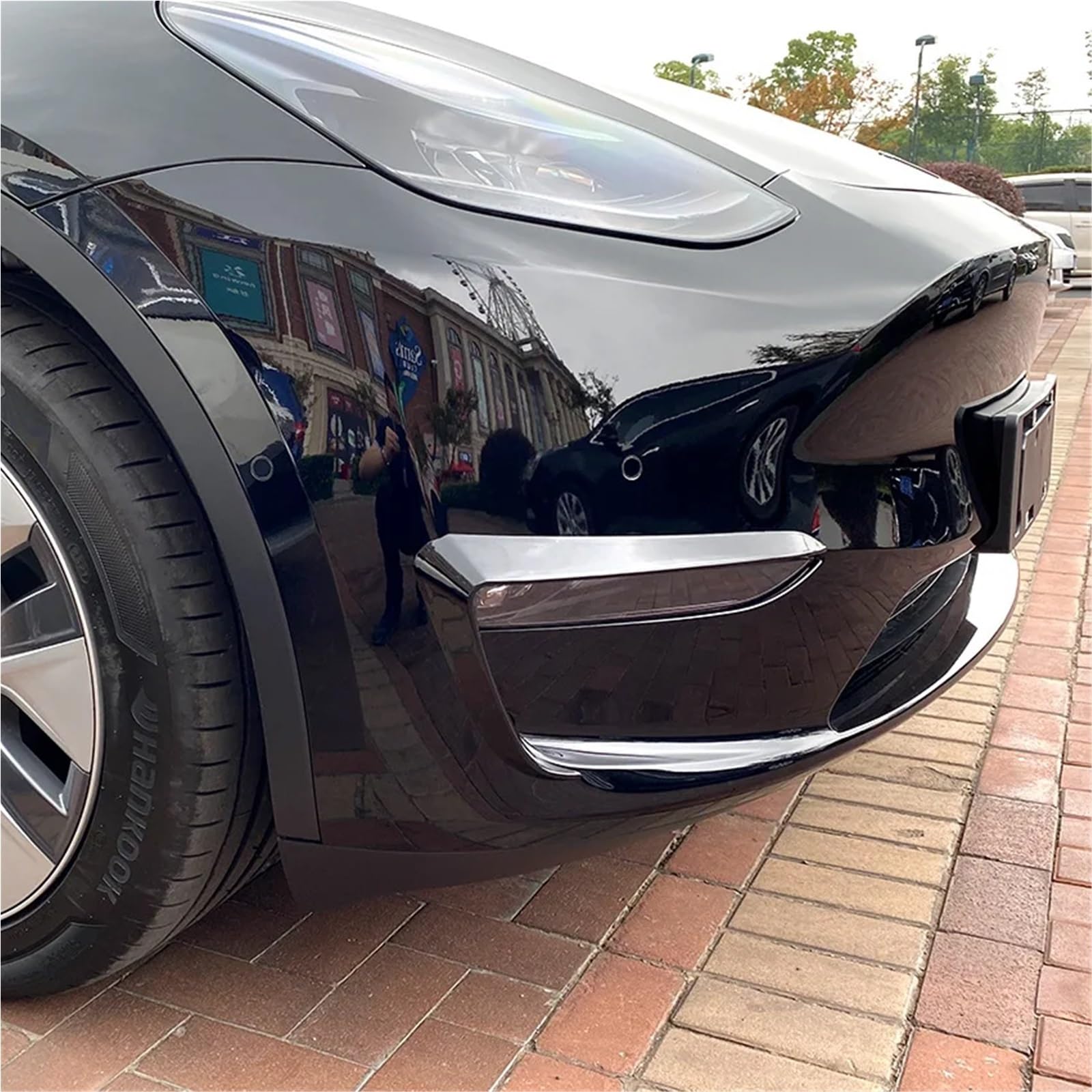 Spoiler dachowy Do Tesla Model 3 Model Y 2017-2023 Przedni Zderzak Przeciwmgielne Światło Nóż Wiatrowy Spoiler 1 Para CarLamp Trim Cover Light Eyebrow tylny spojler(Model Y Glossy Black)