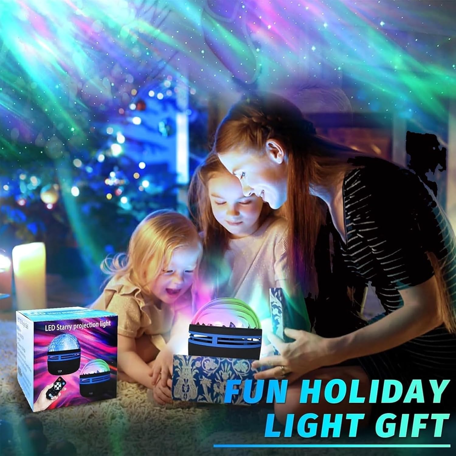 2 in 1 Northern Lights and Ocean Wave Projector, Light Projector with 14 Light Effects, RGB Colorful Night Light for Bedroom Home Decor Birthday Christmas Gifts