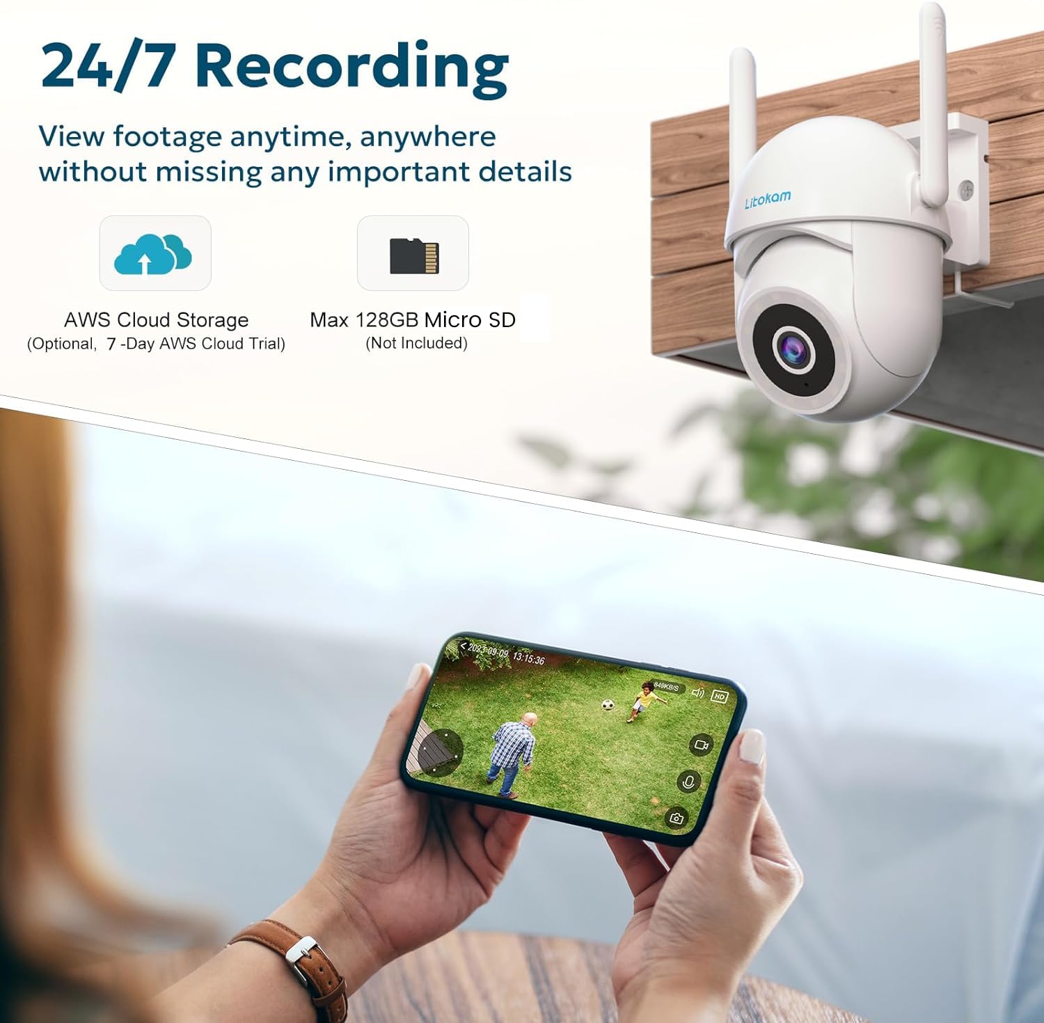 Little elf Smart Security Camera, Home WiFi Camera Outdoor 360° View  Indoor Camera Wireless with Human Detecion,Baby Monitor Camera with Sound