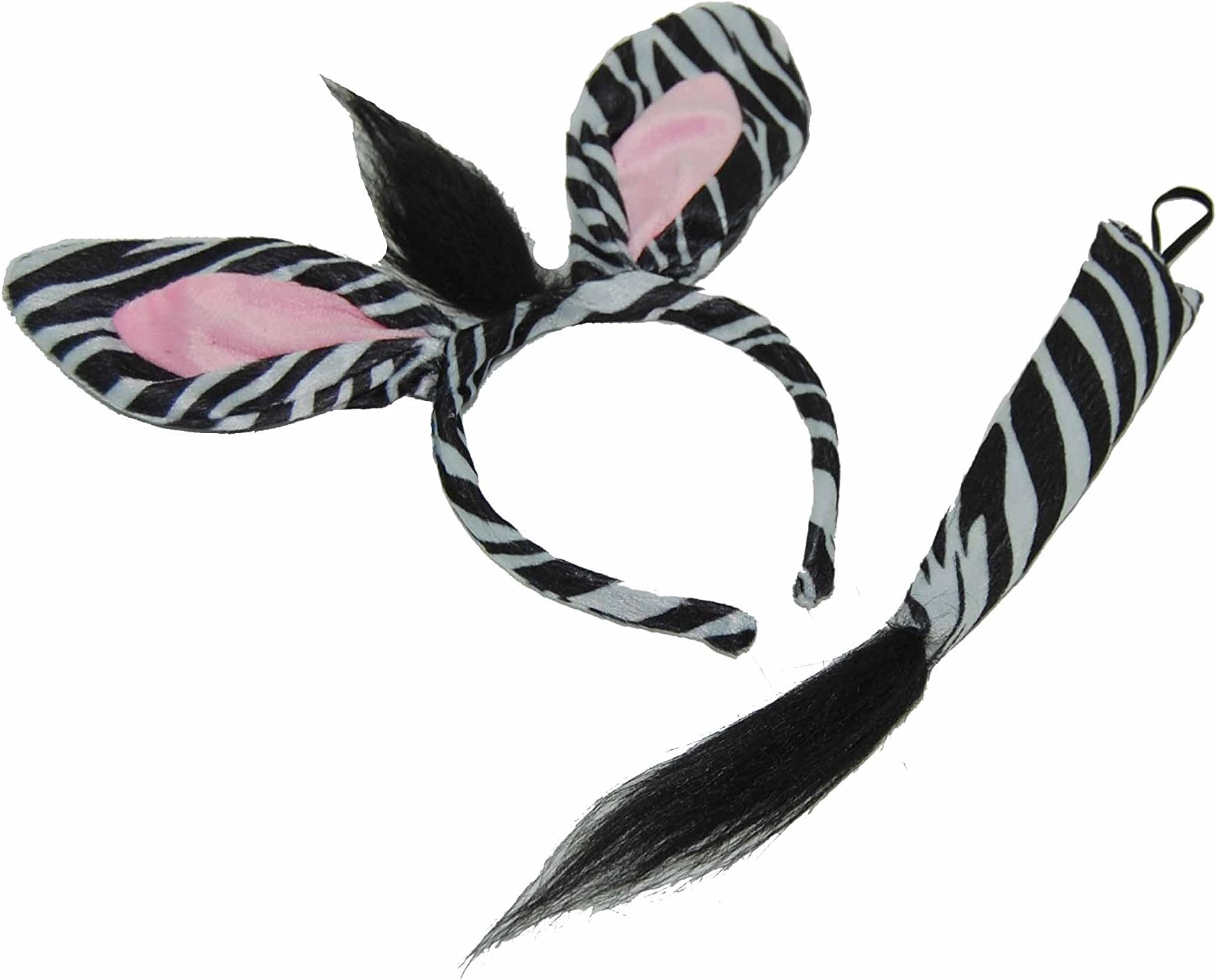 GIZZY® Zebra Ears on Headband and Tail Set. Fancy Dress, Book day.