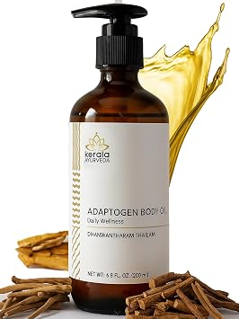 Kerala Ayurveda Dhanwantharam Thailam Ayurvedic Massage Oil 6.76 Fl Oz | Herbal Body Oil for Daily Self-Massage | Supports Joint & Muscle Comfort | Moisturizing Adaptogen Oil for Body & Skin Care