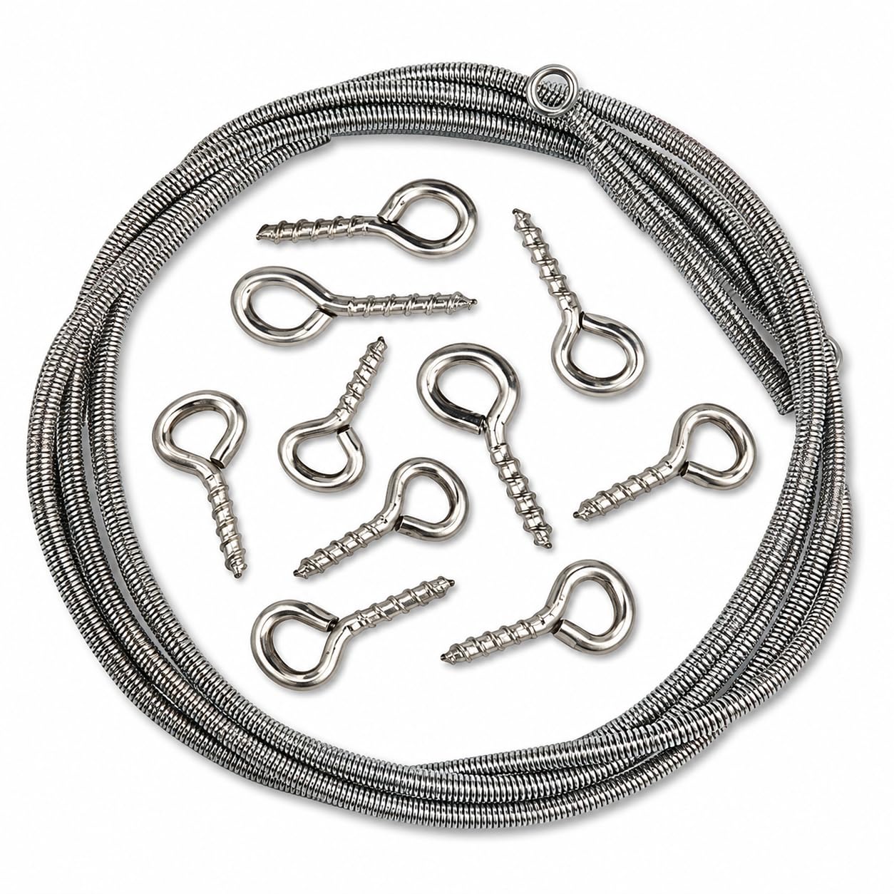 3 Meters Stainless Steel Window Net Curtain Wire Spring with 12 Hooks (3 Meters Wire + 12 Hooks)-image-34
